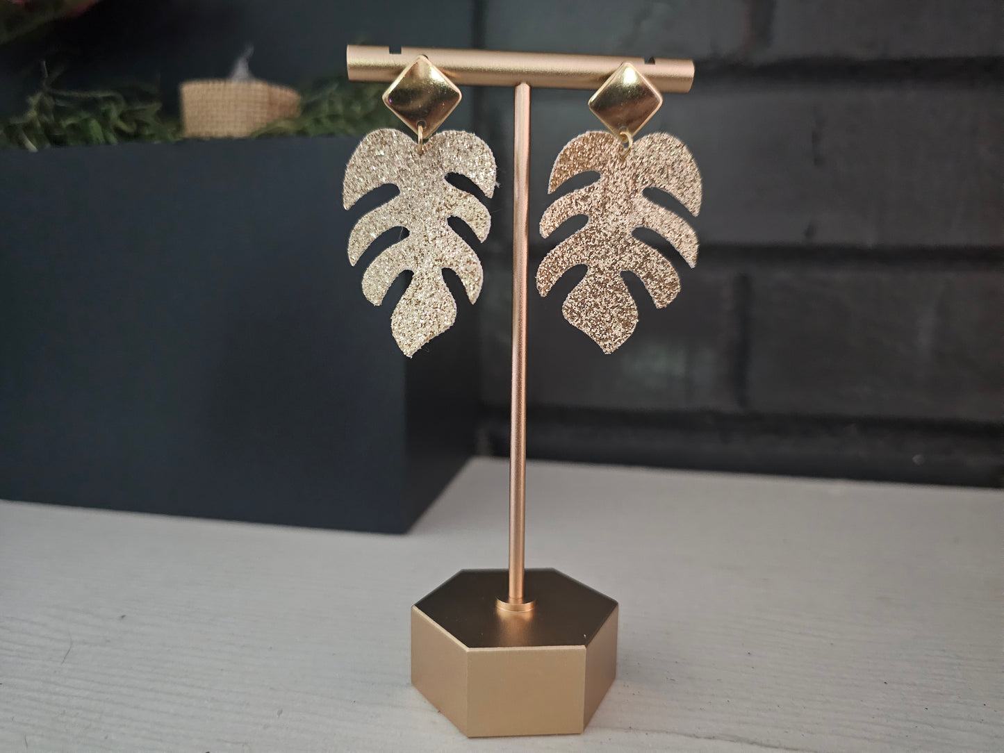 Gold Sparkle Palm Earrings Style 1